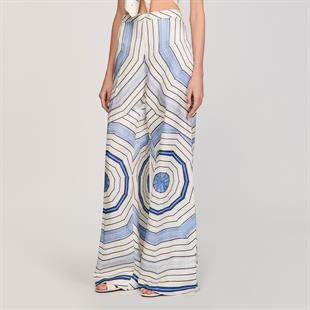 Geometrik desen ipek pantolon