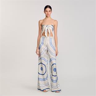 Geometrik desen ipek pantolon