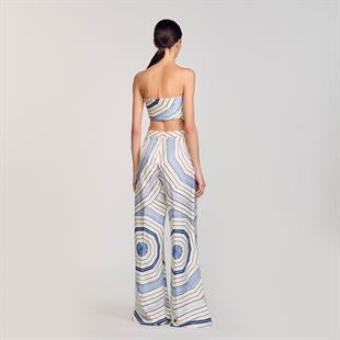 Geometrik desen ipek pantolon