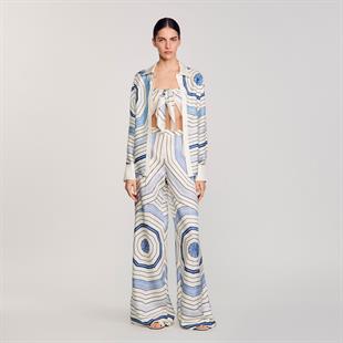 Geometrik desen ipek pantolon