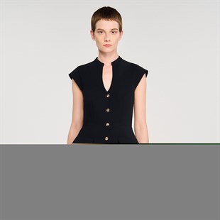 Gold Düğmeli Çan Kesim Elbise