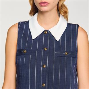 Gömlek Yaka Çizgili Elbise