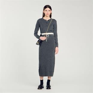 Gri Midi Triko Etek