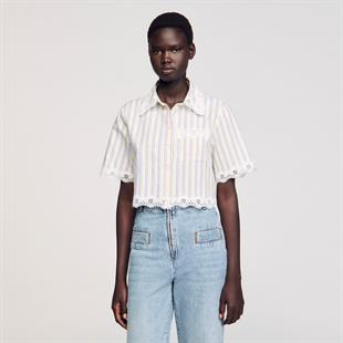 Güpür Detaylı Crop Gömlek