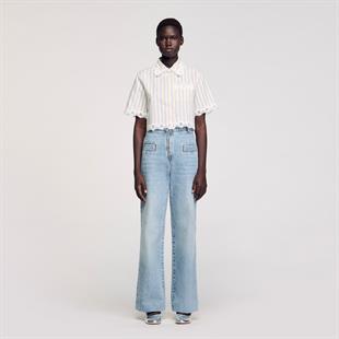 Güpür Detaylı Crop Gömlek