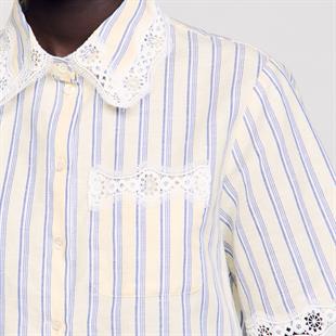 Güpür Detaylı Crop Gömlek