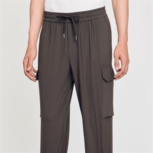 Haki Beli Lastikli Cepli Pantolon