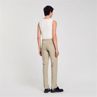 Haki Düz Kesim Pantolon