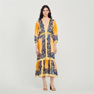 Hawaii Desenli Uzun Elbise