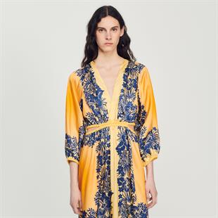 Hawaii Desenli Uzun Elbise