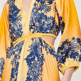 Hawaii Desenli Uzun Elbise