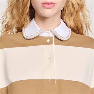 İnci İşlemeli Bebe Yaka T-shirt