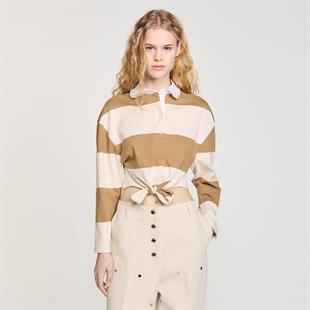 İnci İşlemeli Bebe Yaka T-shirt