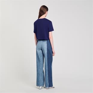 İnci İşlemeli Lacivert T-shirt