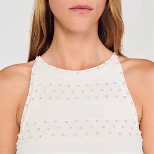 İnci İşlemeli Triko Elbise