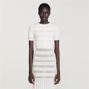 İnci İşlemeli Triko Hırka