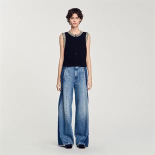 İnci İşlemeli Triko Üst