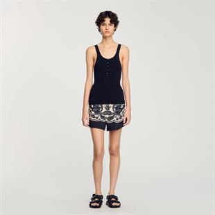 İpel Karışımlı Düğmeli Üst