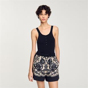 İpel Karışımlı Düğmeli Üst