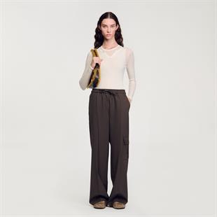 Kahverengi Cepli Rahat Kesim Pantolon