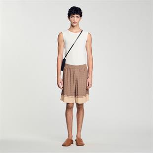 Kahverengi Cross Desenli Şort