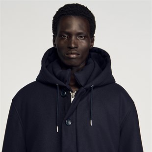 Kapüşonlu Kaşmir Karışımlı Mont