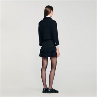 Kare Form Düğmeli Crop Ceket