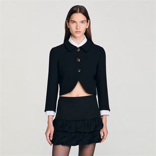 Kare Form Düğmeli Crop Ceket