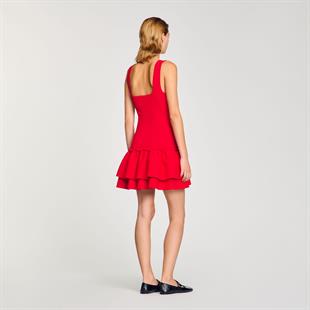 Kare Yaka Triko Elbise