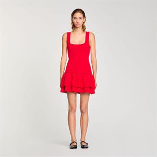 Kare Yaka Triko Elbise