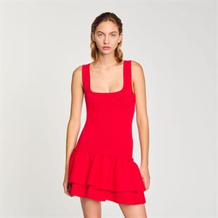 Kare Yaka Triko Elbise