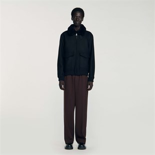 Kaşmir Karışım Kürk Yakalı Siyah Kaban