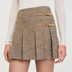 Kazayağı Desenli Mini Etek