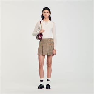 Kazayağı Desenli Mini Etek