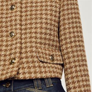 Kazayağı Desenli Yün Ceket