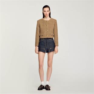 Kazayağı Desenli Yün Ceket