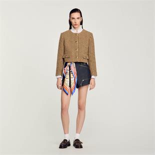 Kazayağı Desenli Yün Ceket