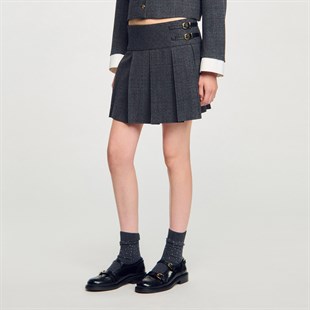 Kemer Geçişli Taşlı Mini Etek