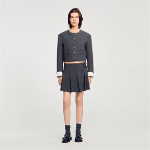 Kemer Geçişli Taşlı Mini Etek