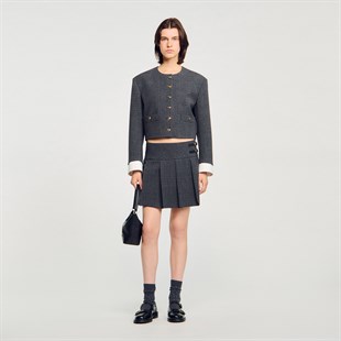 Kemer Geçişli Taşlı Mini Etek