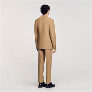 Keten Karışımlı Krem Takım Elbise Ceketi