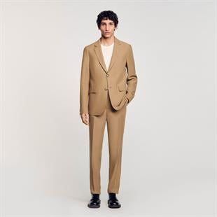 Keten Karışımlı Krem Takım Elbise Ceketi