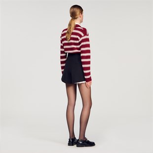 Kontrast Pilise Detaylı Mini Şort