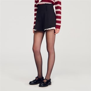 Kontrast Pilise Detaylı Mini Şort