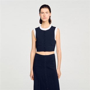 Kontrast Renk Geçişli Askılı Triko