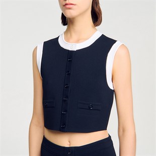 Kontrast Renk Geçişli Askılı Triko