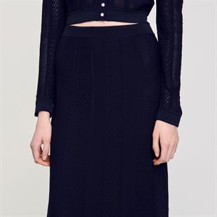 Koyu Lacivert Kroşe Etek