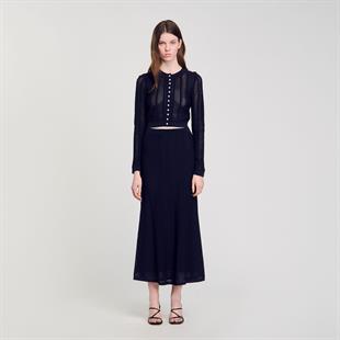 Koyu Lacivert Kroşe Etek