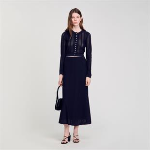 Koyu Lacivert Kroşe Etek