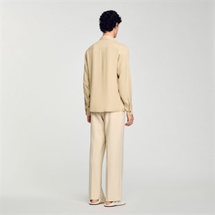 Krem Düz Kesim Gömlek